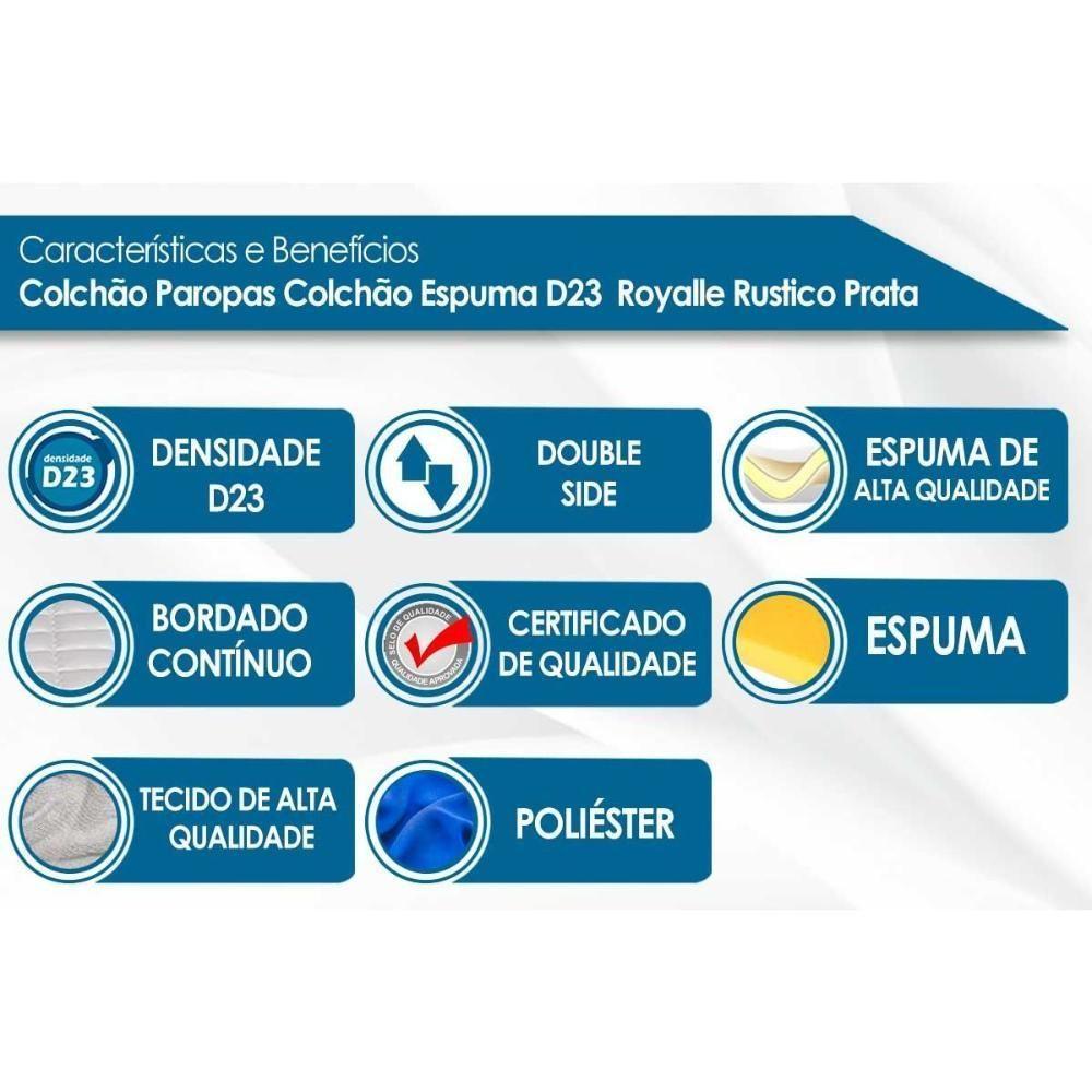 Colchão Queen Espuma D23 Royalle Rustico Prata (158x198x18) - Paropas - 3