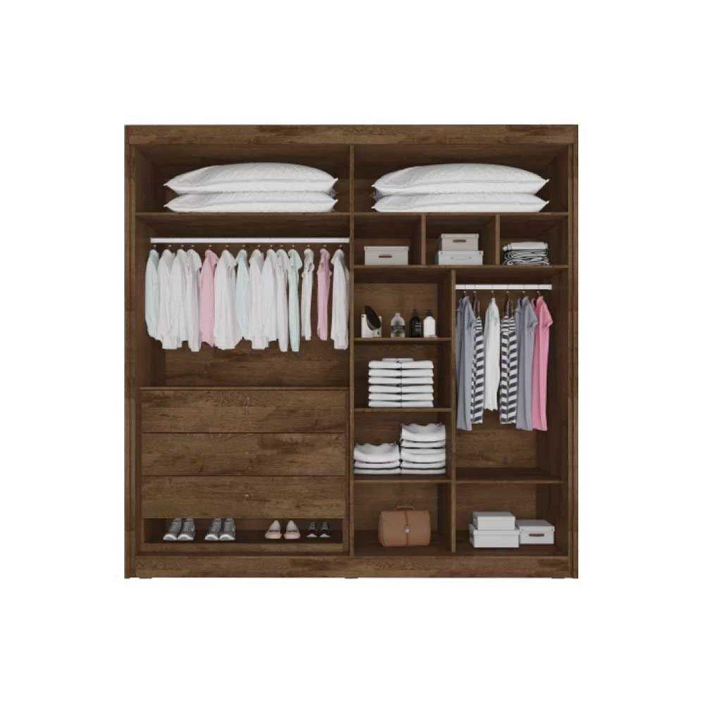 Guarda Roupa Solteiro 3 Gavetas e 4 Portas Nantes Peroba/Off White - Europa - 2