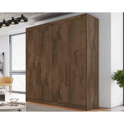 Guarda Roupa Solteiro Nantes 4 Portas de Abrir 3 Gavetas Braúna MDF Europa