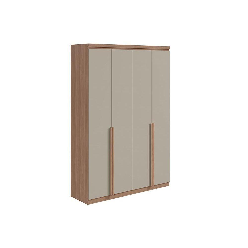 Guarda Roupa Solteiro 4 Portas e 2 Gavetas Alonzo New Amêndoa/Branco - Lopas - 6