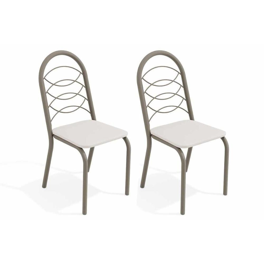 Cadeira Sala de Jantar Holanda 2C009NK Aço Kit 2 Uni Niquel/Branco 106 - Kappesberg - 1