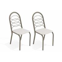 Cadeira Sala de Jantar Holanda 2C009NK Aço Kit 2 Uni Niquel/Branco 106 - Kappesberg - 1