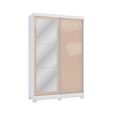 Guarda Roupa Solteiro N571 2 Portas de Correr 2 Gavetas Branco-macadamia Kappesberg