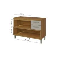 Gabinete p/Pia Cozinha Balcão Princesa 1Porta e 2Gavetas c/ Tampo 120cm Freijo/Off White - Nesher - 8