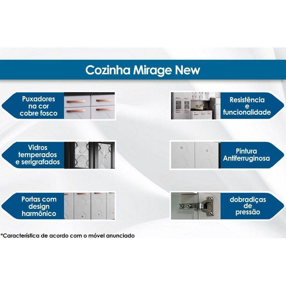Gabinete p/Pia Cozinha Balcão Mirage New Aço 3 Portas e 3 Gavetas c/Tampo 120cm Branco/Preto - Telasul - 4