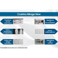 Gabinete p/Pia Cozinha Balcão Mirage New Aço 3 Portas e 3 Gavetas c/Tampo 120cm Branco/Preto - Telasul