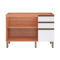 Gabinete p/Pia Cozinha Balcão Macadâmia 2 Portas 3 Gavetas s/Tampo 120cm Freijo/Branco - Telasul - 3
