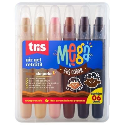 Giz Gel Retrátil Mega Tons De Pele Com 6 Cores Estojo Tris