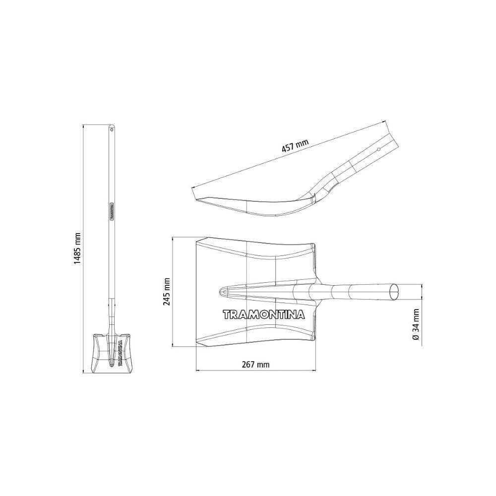 Pá Quadrada Tramontina 472-20 Em Aço Com Cabo De Madeira 120 Cm - 5