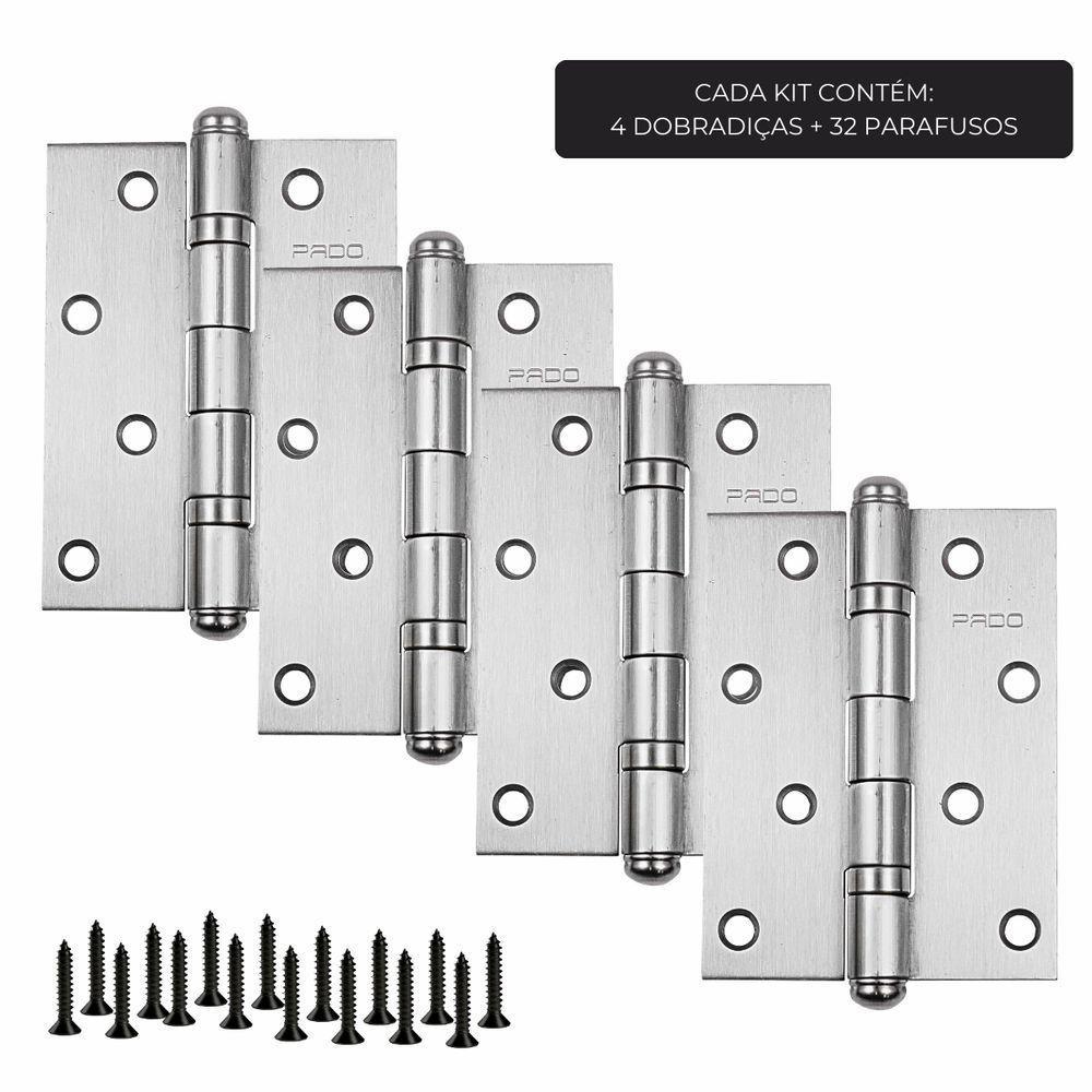 Dobradiça Porta Pado 4030 Inox Escovada Rolamentada 4 Peças - 2