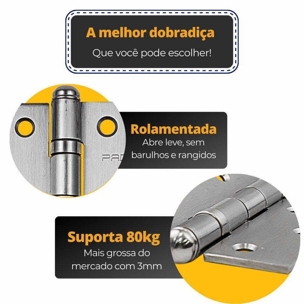 Dobradiça Porta Pado 4030 Inox Escovada Rolamentada 4 Peças - 4