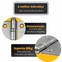 Dobradiça Porta Pado 4030 Inox Escovada Rolamentada 4 Peças