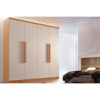 Guarda Roupa Solteiro 4 Portas e 3 Gavetas Império Naturale/Off White - Rufato - 1