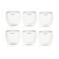 Jogo 6 Copos De Café De Vidro Parede Dupla 80ml Bugatti - 1