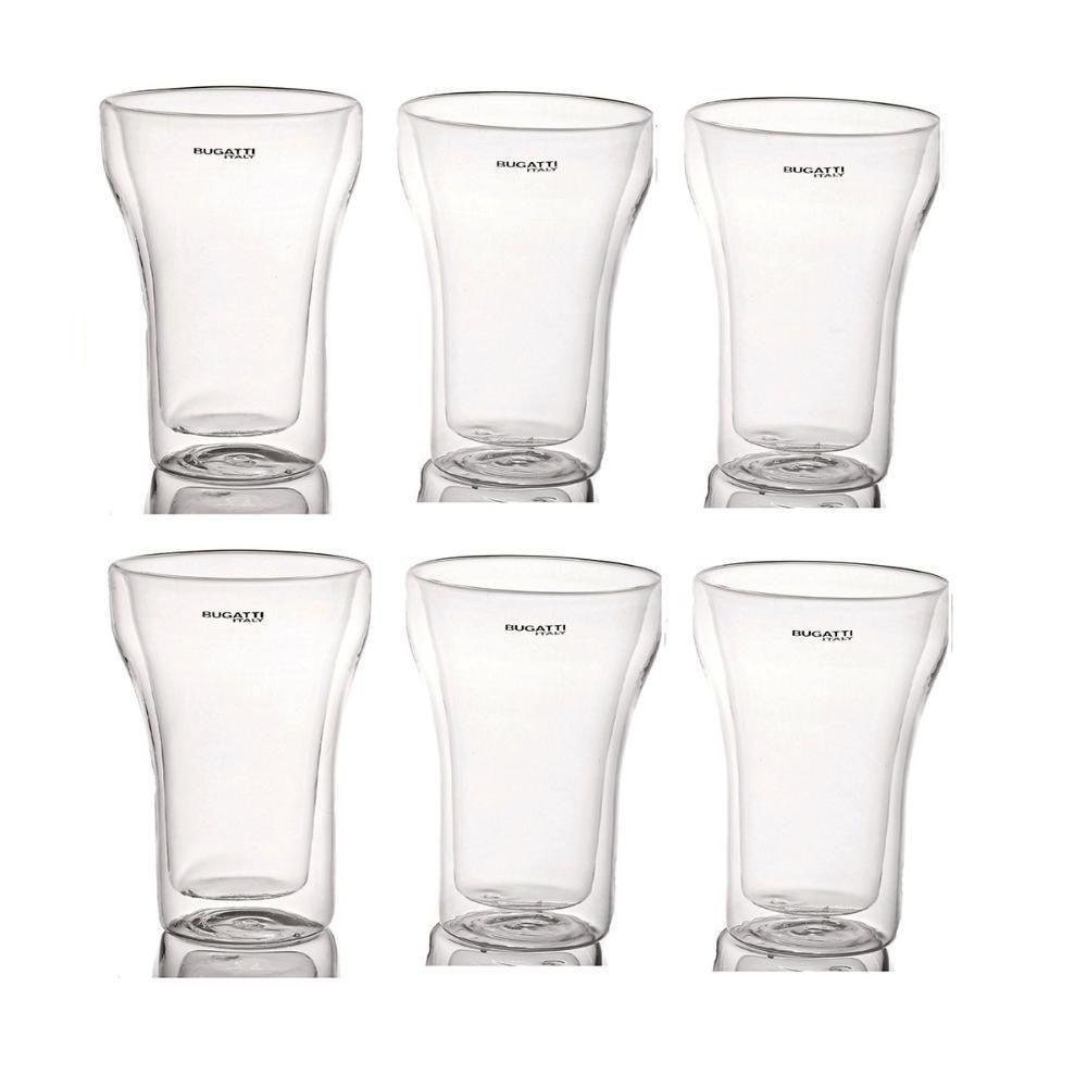 Jogo 6 Copos Dupla Parede Suco Drink 350ml Bugatti - 1