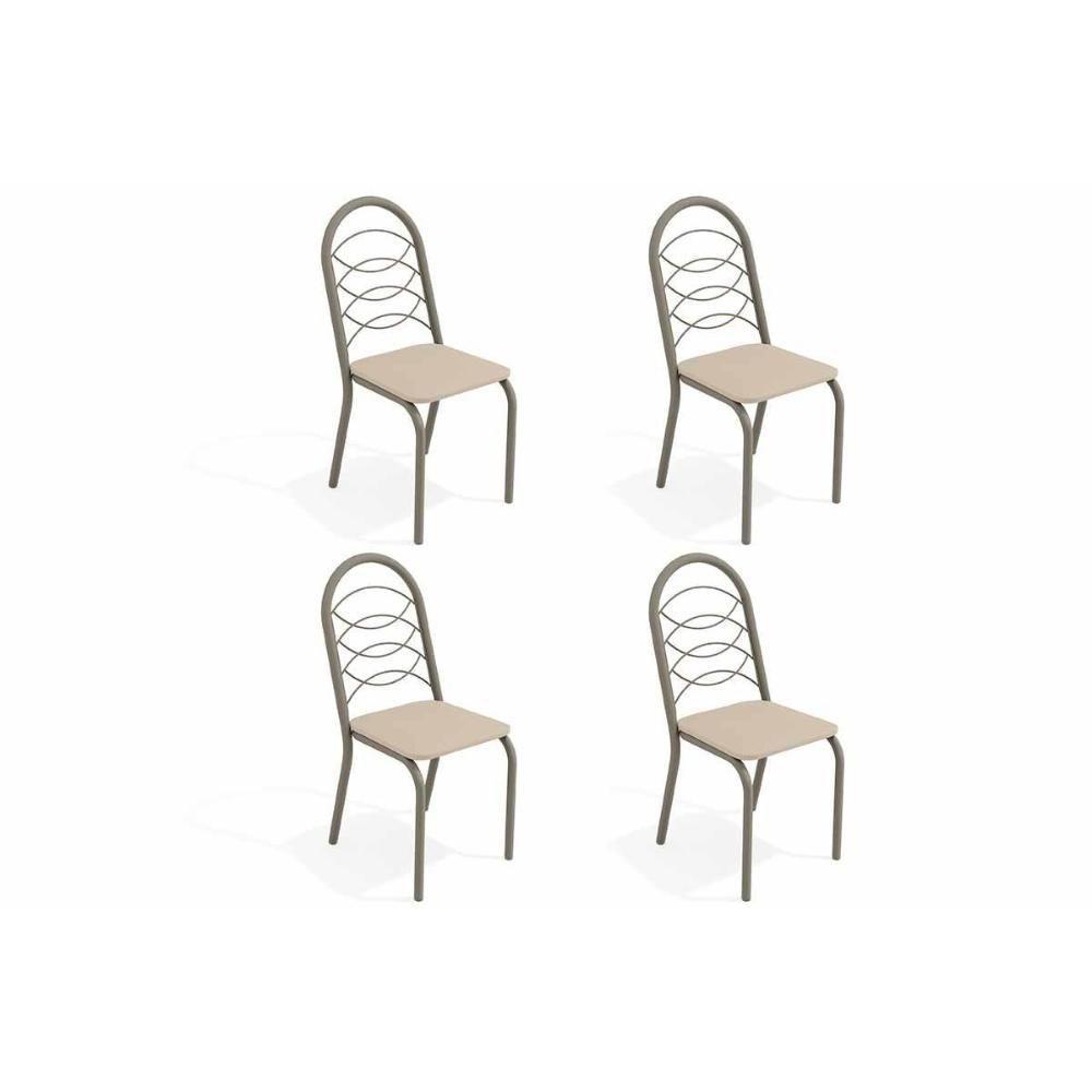 Cadeira Sala de Jantar Holanda 4C009NK Aço Kit 4 Uni Niquel/Nude 16 - Kappesberg - 1
