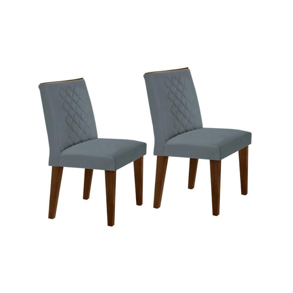 Cadeira Sala de Jantar Jade Madeira Kit 2 Un Capuccino/Veludo Grafite - Rufato - 1