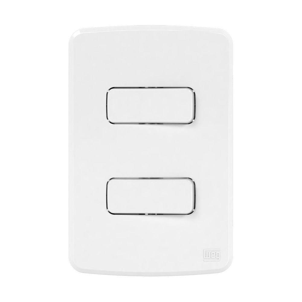 Conjunto 2 Interruptores Paralelo 10a 250v Placa 4x2 Branco Compose Weg 250v - Branco - 1