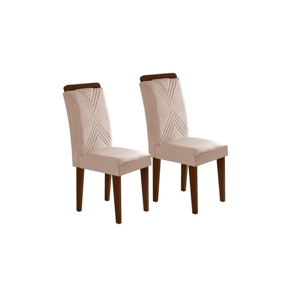 Cadeira Sala de Jantar Amsterdã Madeira Kit 2 Un Capuccino/Veludo Creme - Rufato - 1
