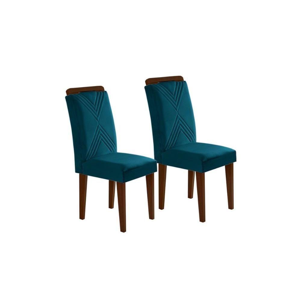 Cadeira Sala de Jantar Amsterdã Madeira Kit 2 Un Capuccino/Veludo Creme - Rufato - 3