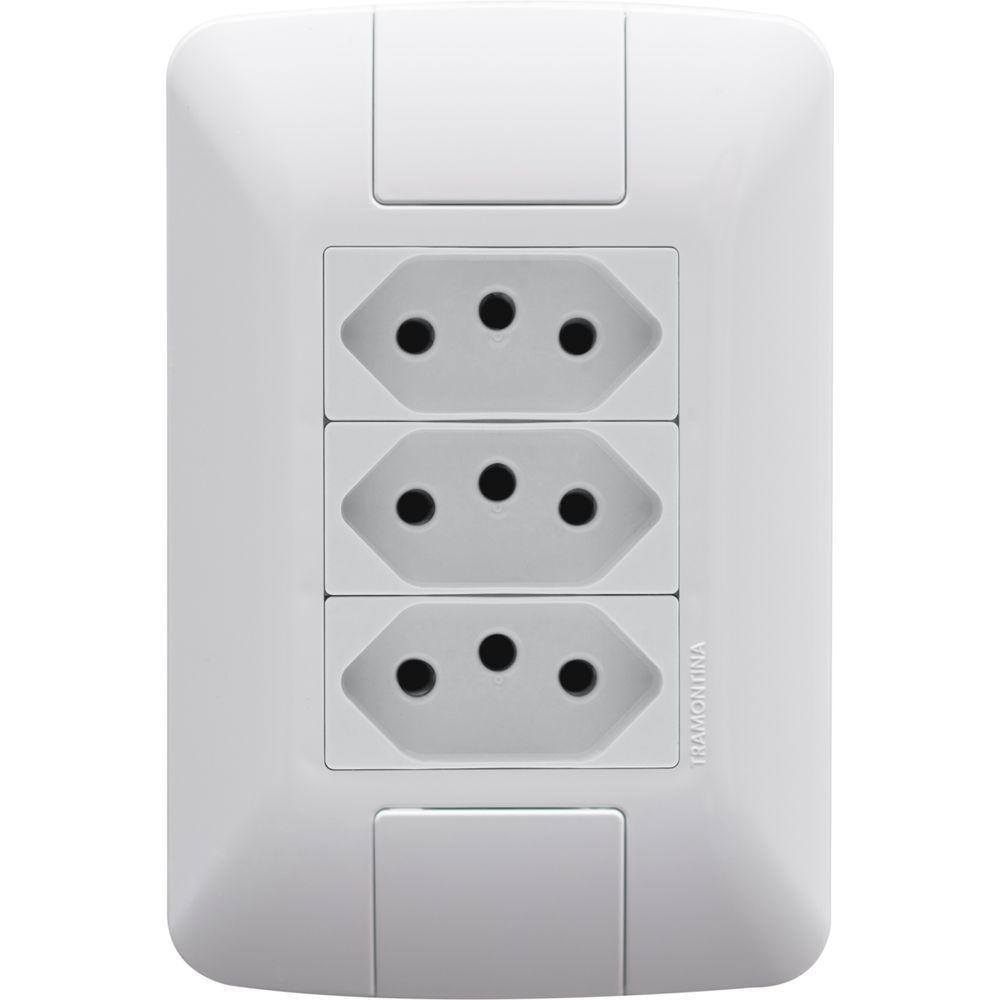 Placa 4x2+ 3 Tomadas 2p+t 20a-250v Branco Branco - 250v - 1