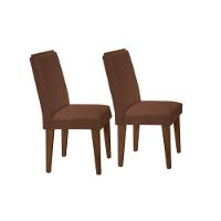 Cadeira Sala de Jantar Lunara Madeira Kit 2 Un Capuccino/Veludo Marrom - Rufato - 1