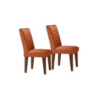 Cadeira Sala de Jantar Londrina Madeira Kit 2 Un Capuccino/Veludo Marrom - Rufato