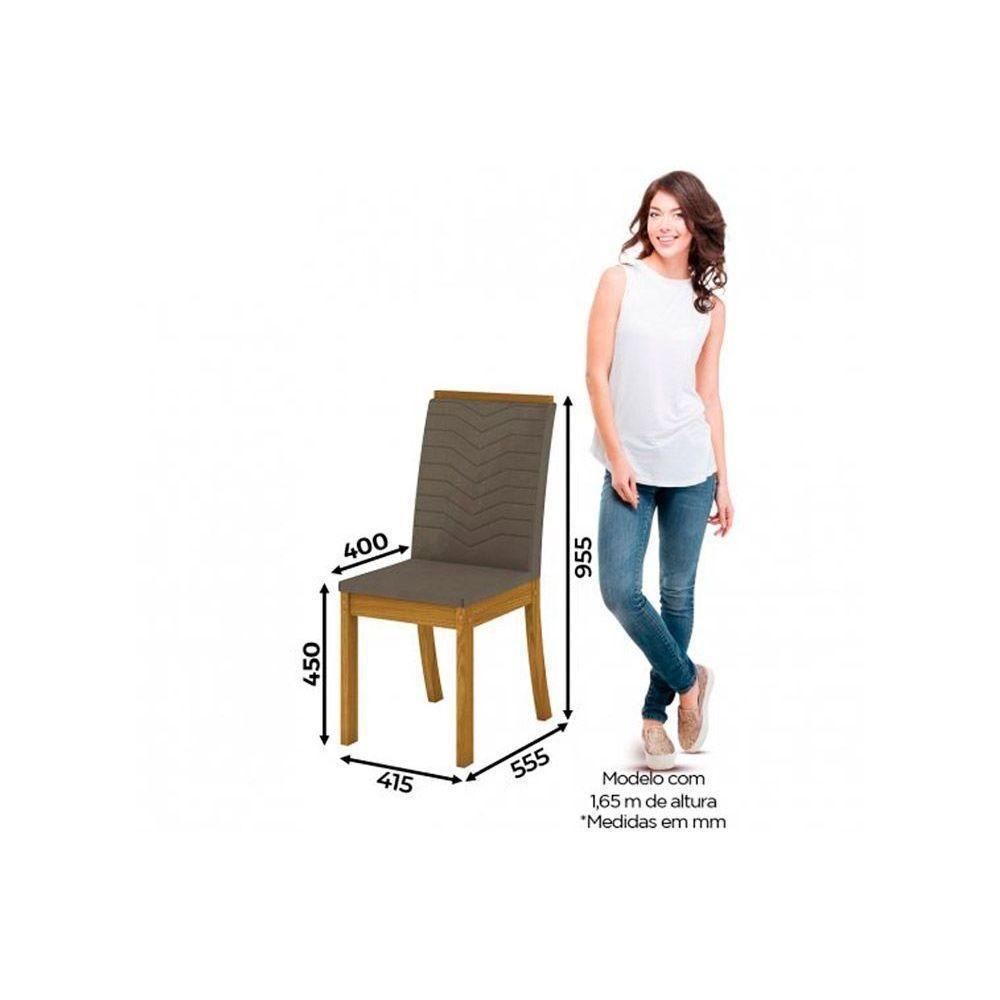 Sala de Jantar Completa Vértice Tampo Madeirado c/ Vidro Canto Reto 120x80cm e 4 Cadeiras Isa Nature/Veludo Light Linho - Henn - 5