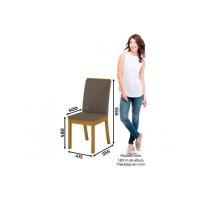 Sala de Jantar Completa Vértice Tampo Madeirado c/ Vidro Canto Reto 120x80cm e 4 Cadeiras Isa Nature/Veludo Light Linho - Henn - 5