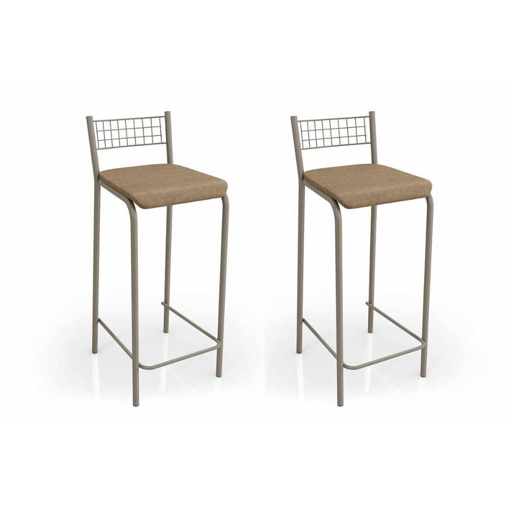 Banqueta Sala de Jantar Gênova 2B705NK Kit 2 Un Niquel/Capuccino 31 - Kappesberg - 1