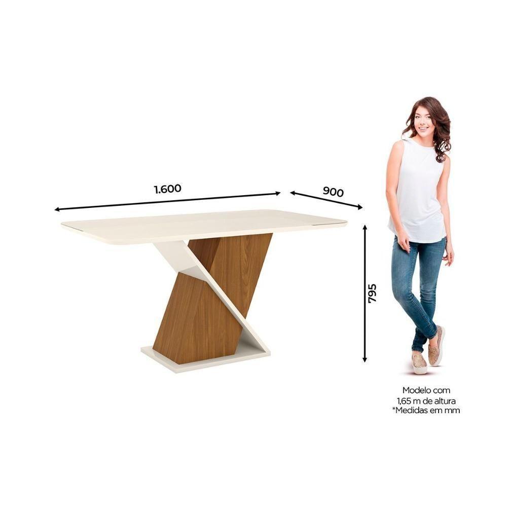 Sala De Jantar Completa Solus Tampo Madeirado C/ Vidro Curvo 160x90cm E 6 Cadeiras Tauá Nature/veludo Light Linho - Henn - 9