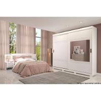 Guarda Roupa Casal 2 Portas de Correr e 4 Gavetas c/ Espelho Blumenau Branco - Panan - 5
