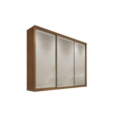 Guarda Roupa Casal Diamond Londres 3 Portas de Correr 8 Gavetas MDF Cumaru