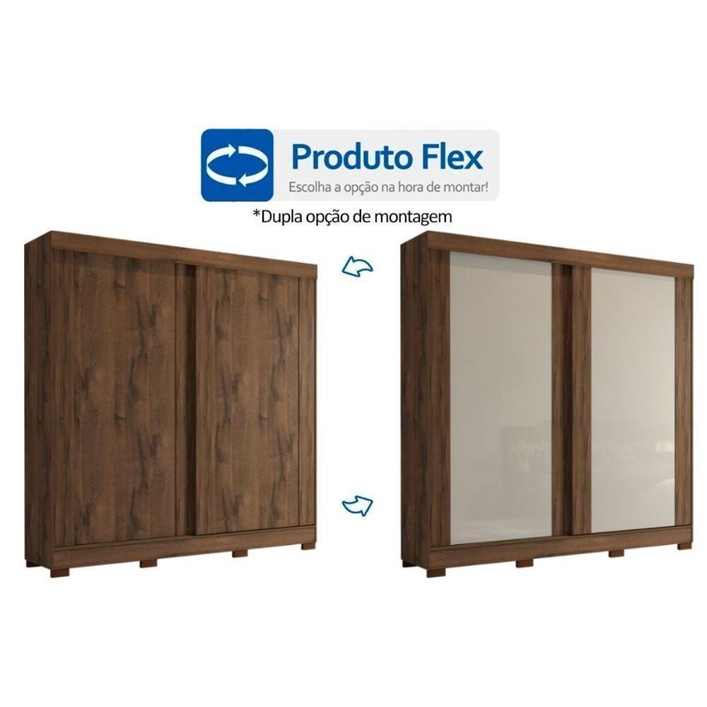 Guarda Roupa Casal 2 Portas de Correr e 3 Gavetas c/ Pés Ilhéus Branco - Panan - 2