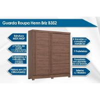 Guarda Roupa Casal 2 Portas de Correr e 3 Gavetas c/ Pés Briz B352 Nature/Off White - Henn - 3