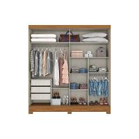 Guarda Roupa Casal 2 Portas de Correr e 3 Gavetas c/ Pés Briz B352 Nature/Off White - Henn - 4