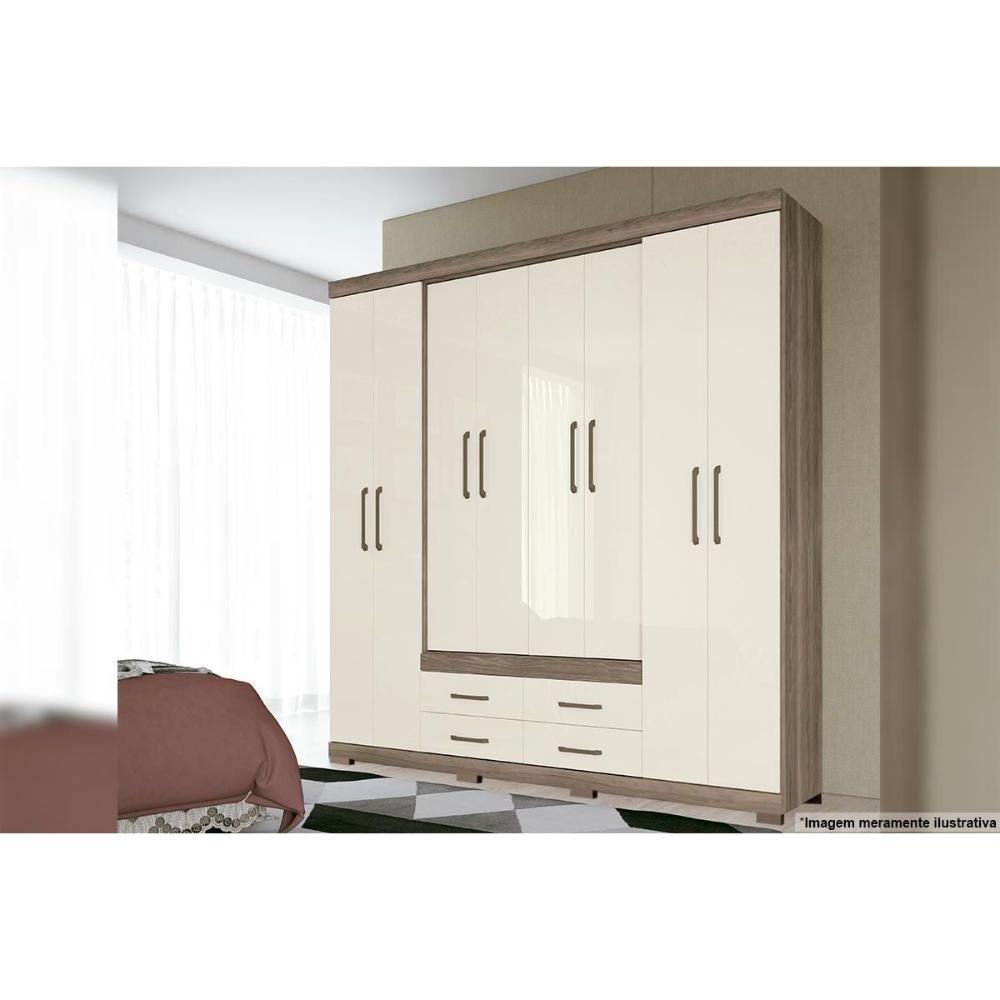 Guarda Roupa Casal 8 Portas e 4 Gavetas c/ Pés Nápoles Atacama - Santos Andirá - 4
