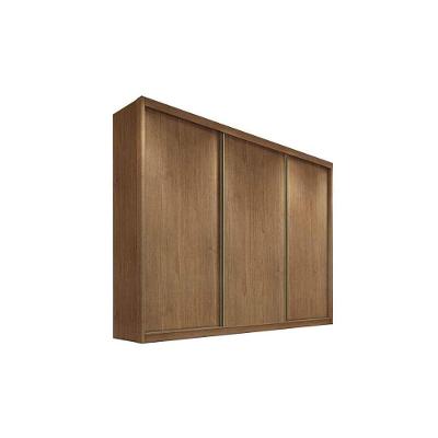 Guarda Roupa Casal Diamond Londres 3 Portas de Correr 6 Gavetas Freijó Cumaru MDF