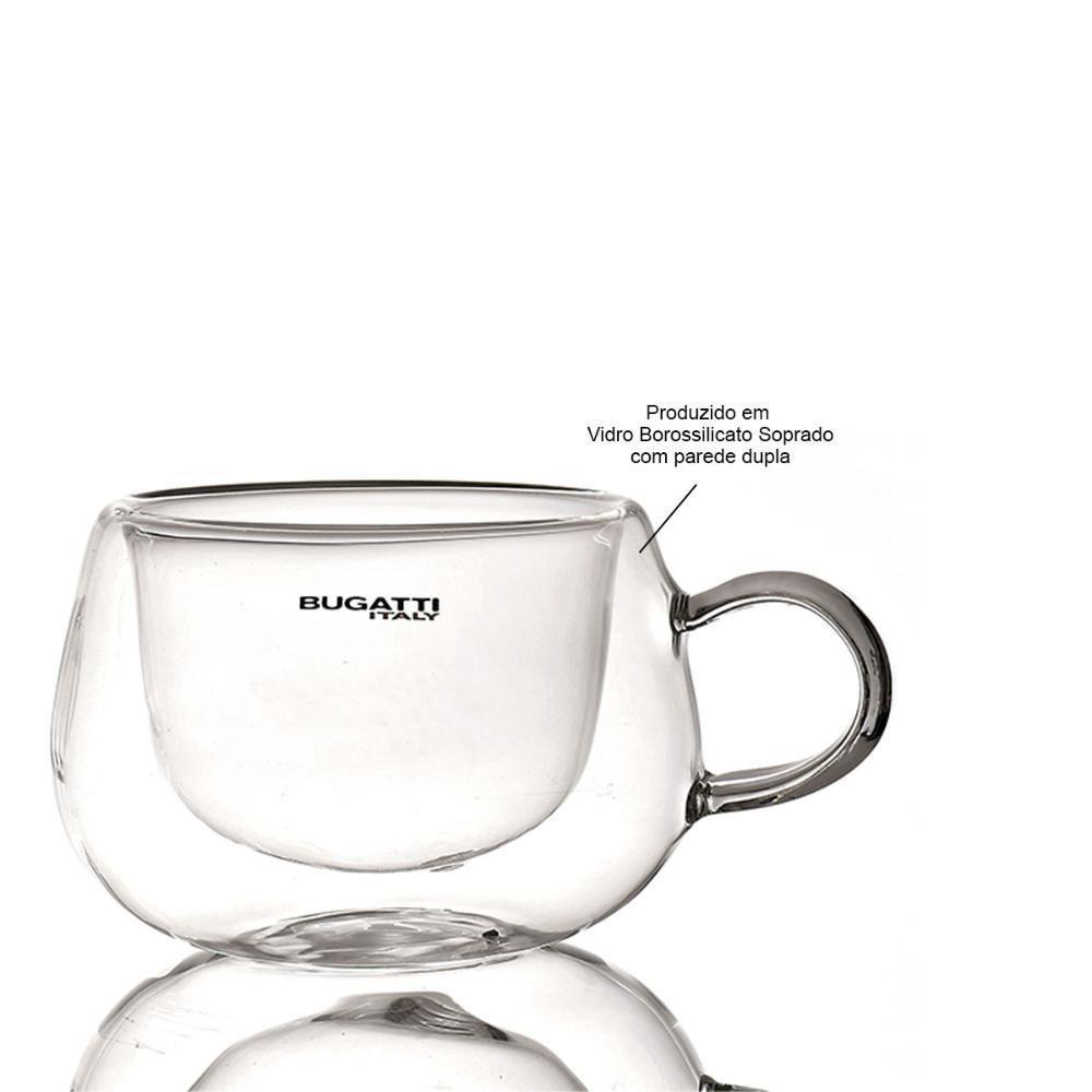 Jogo 6 Xícaras Chá Com Alça 200ml Parede Dupla Bugatti - 4