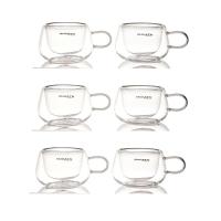 Jogo 6 Xícaras Café Parede Dupla Com Alça 100ml Bugatti - 1