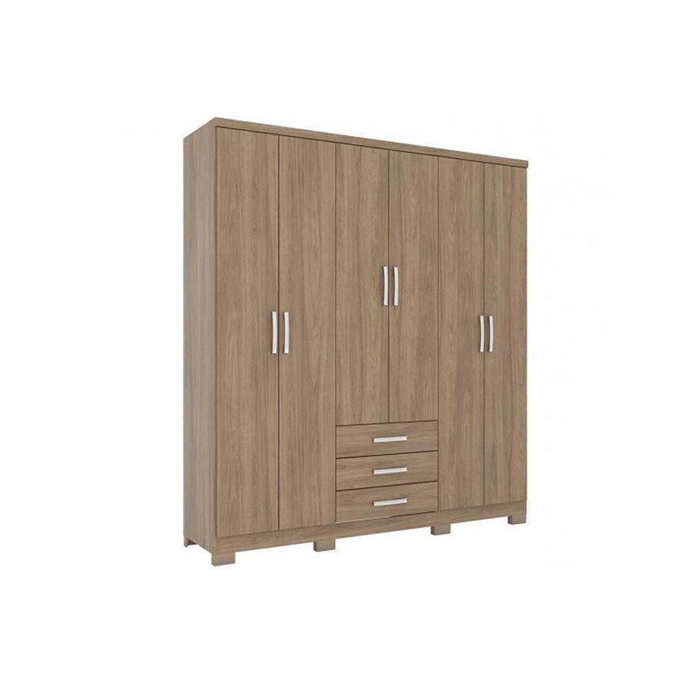 Guarda Roupa Casal 6 Portas e 3 Gavetas c/ Pés Caju DA136 Branco - Henn - 4