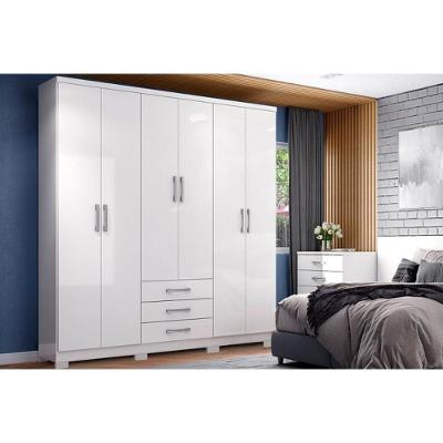 Guarda Roupa Casal Caju DA136 6 Portas de Abrir 3 Gavetas Branco Henn