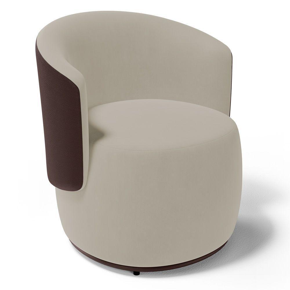 Kit 2 Poltronas E 1 Namoradeira Aisha Orgânica Composê Sintético Marrom E Suede Bege - Desk Design - 2