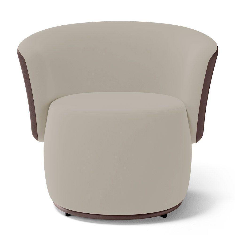 Kit 2 Poltronas E 1 Namoradeira Aisha Orgânica Composê Sintético Marrom E Suede Bege - Desk Design - 7