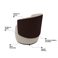 Kit 2 Poltronas E 1 Namoradeira Aisha Orgânica Composê Sintético Marrom E Suede Bege - Desk Design - 3