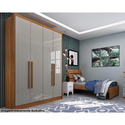 Guarda Roupa Solteiro Dinamarca 4 Portas de Abrir 2 Gavetas Cinamomo-off White