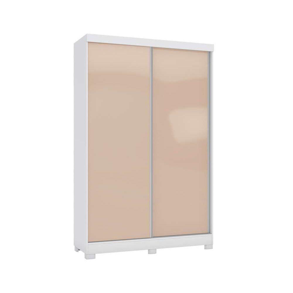 Guarda Roupa Solteiro 2 Portas de Correr e 2 Gavetas c/Pés N571 Branco/Macadamia - Kappesberg - 1