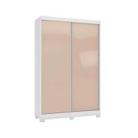 Guarda Roupa Solteiro 2 Portas de Correr e 2 Gavetas c/Pés N571 Branco/Macadamia - Kappesberg - 1