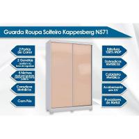 Guarda Roupa Solteiro 2 Portas de Correr e 2 Gavetas c/Pés N571 Branco/Macadamia - Kappesberg