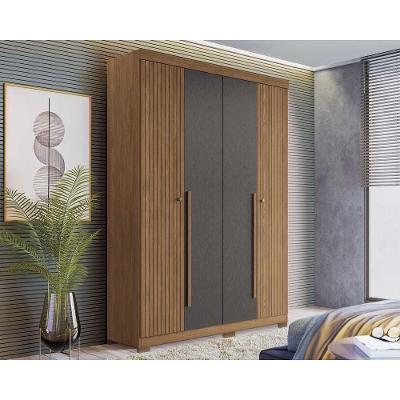 Guarda Roupa Solteiro 4 Portas de Abrir 2 Gavetas Buriti Jatoba-grafitte Santos Andirá